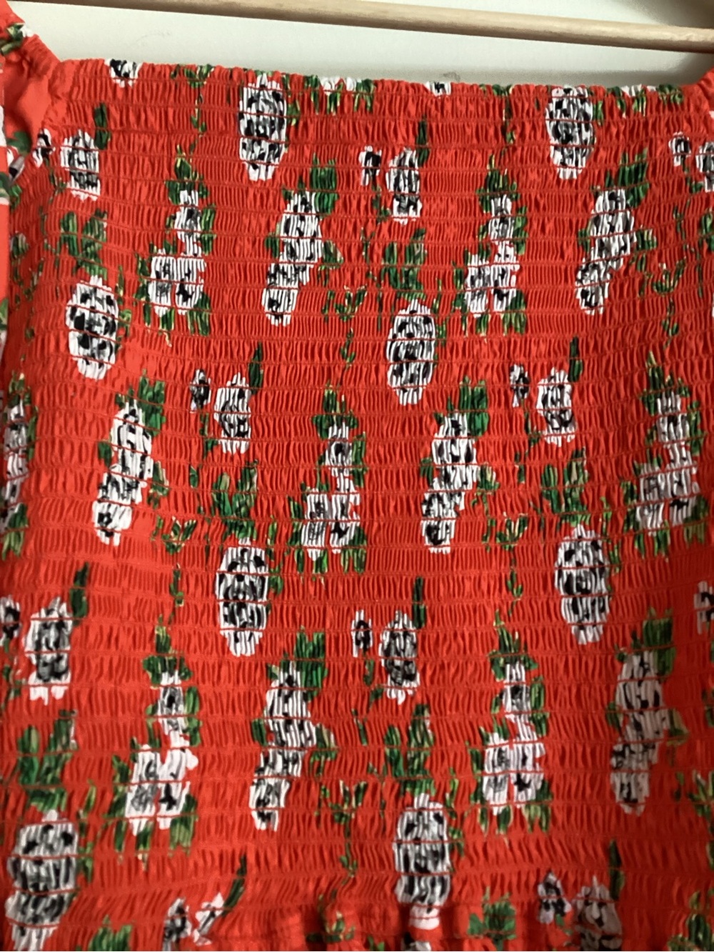 Caroline Constas Floral Print Top Small Smocked Peplum Blouse Red Orange - Picture 3 of 14